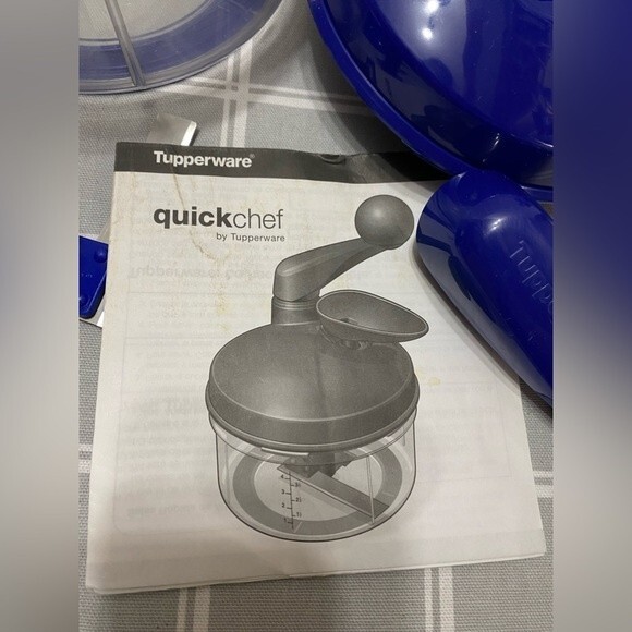Tupperware Quick Chef Sapphire Blue Non-Electric Food Processor Original Box - Picture 2 of 6